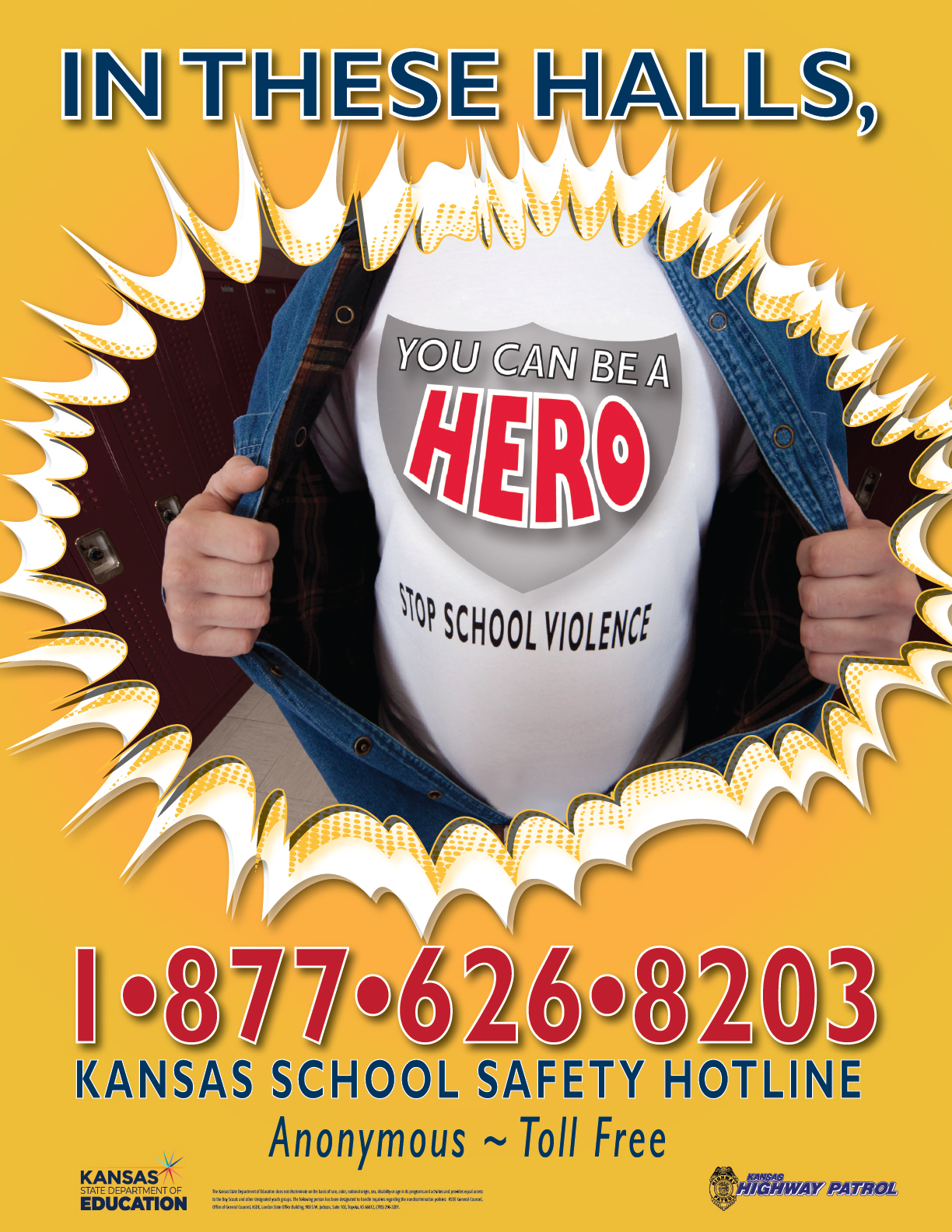 In these halls, Kansas School Safety Hotline Poster image